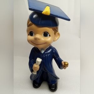 VTG Atlantic Mold Co Smiley Graduation Boy Ceramic Statue Handpainted 1981 SEE